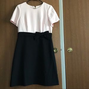Kate Spade pink & black color block bow dress NWT